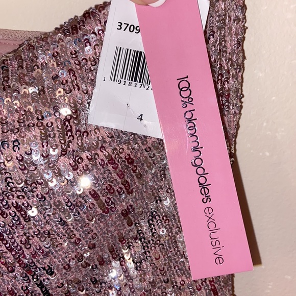 Aqua Sequined Fringed Hem Gown - Picture 6 of 7